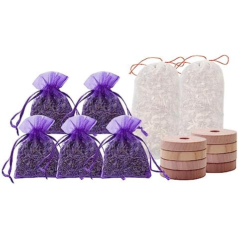 Harmoso Cedar Chips, Cedar Bags, Lavender Sachets (15 Pack), Aromatic Cedar Accessories for Drawers and Closets, Home Fragrance for Clothes Storage Cover