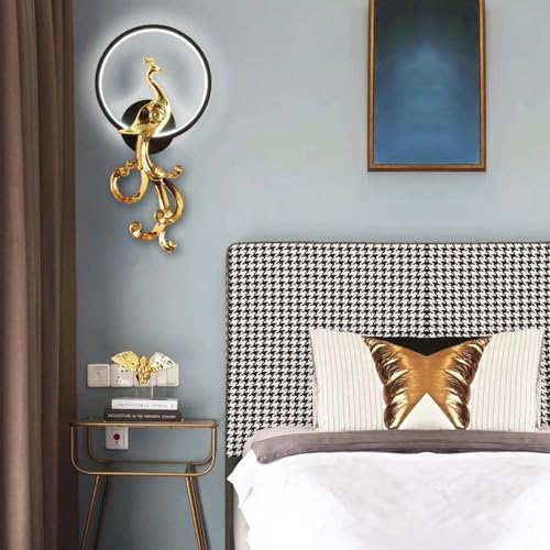Image of Harold Electricals Metal Modern Peacock Wall Light | Wall Lamp Fixture for Living Room, Bedroom, Hall- Pack of 1 (Inbuilt Led) (Right)