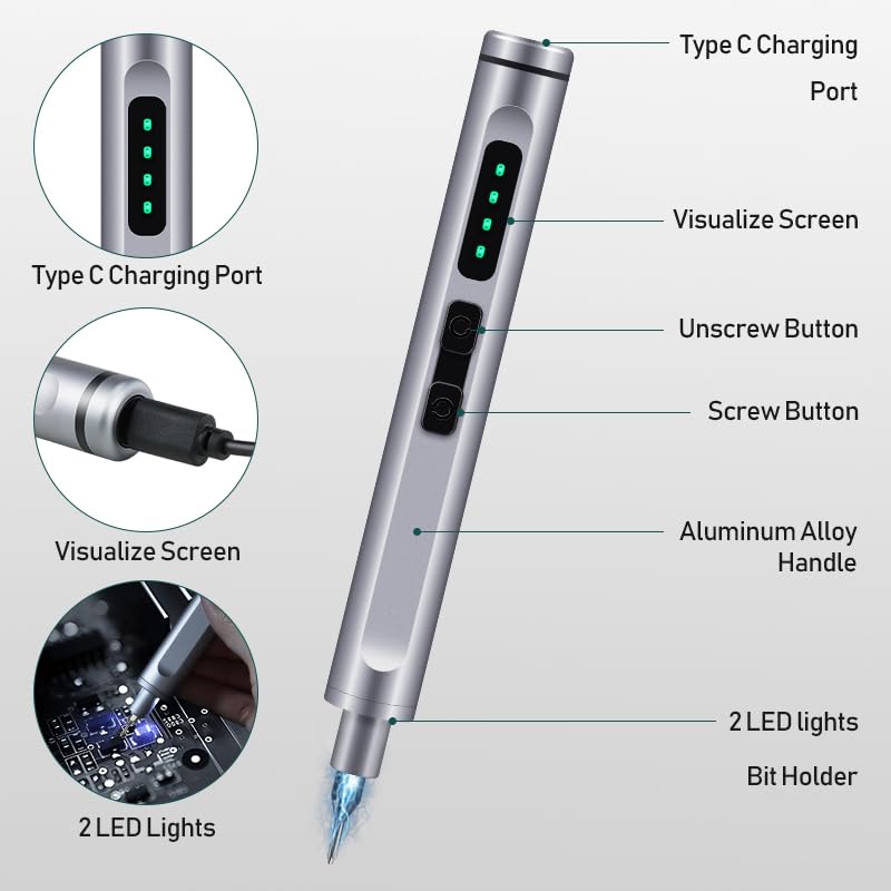 Kit de tournevis électrique de précision avec embouts magnétiques et LED - 4