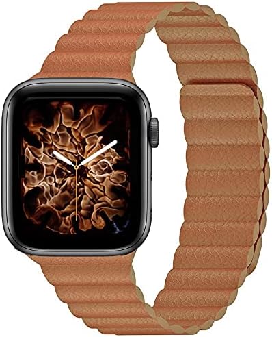 INI Compatible with Apple Watch Band 45mm 44mm 42mm 41mm 40mm 38mm - Enhanced Adjustable Leather Strap with Magnetic Closure System for iWatch Series 7/SE/6/5/4/3/2/1