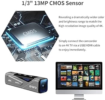 Ordro EP7 4K Camcorder 60FPS YouTube Vlogging Camera， Hands