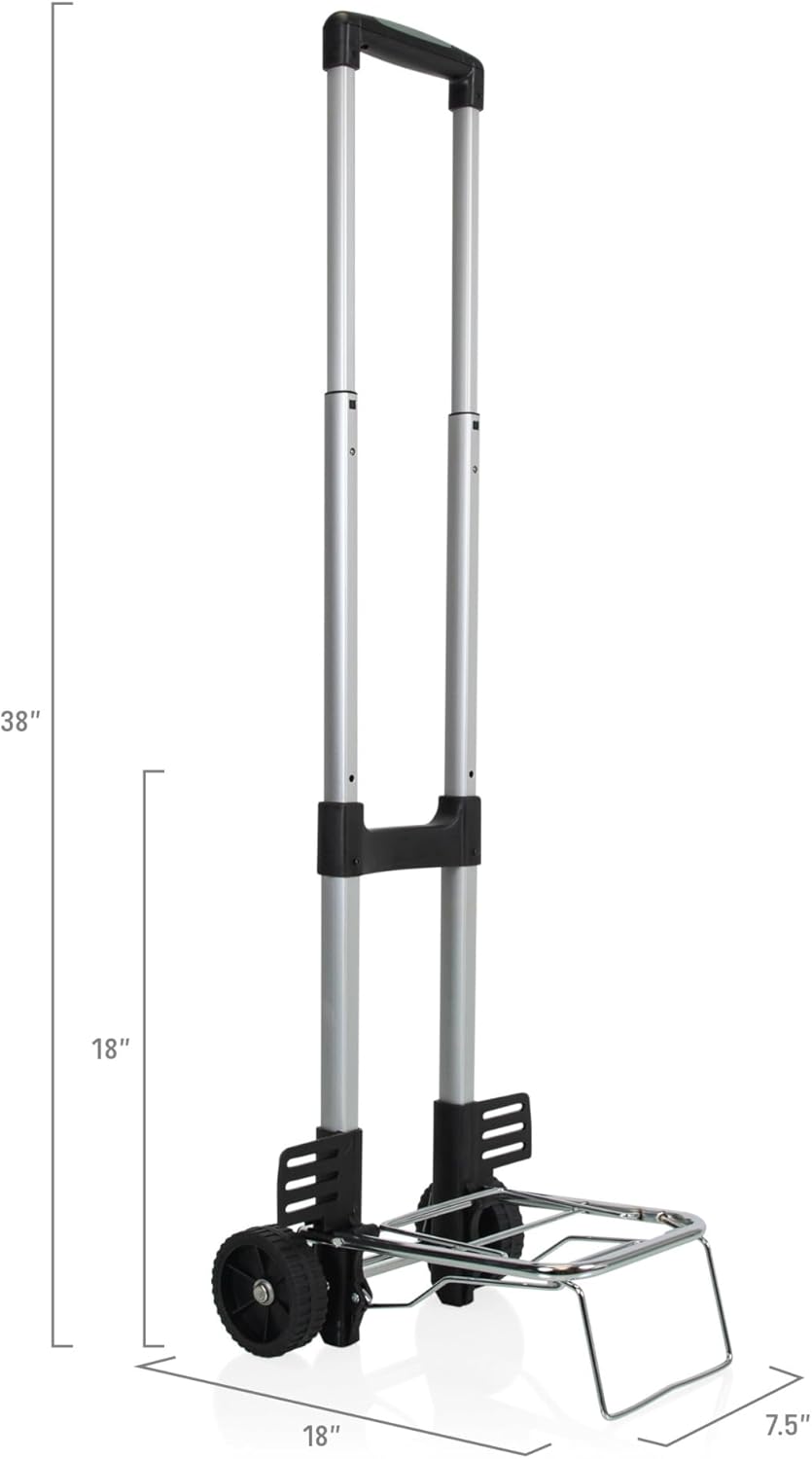 PICNIC TIME Folding Trolley with Telescope Handle, 38" Tall Lightweight Dolly Cart with Wheels for Moving, 77 lbs Capacity Hand Truck Dolly, Trolley Cart and Folding Hand Truck, (Silver)