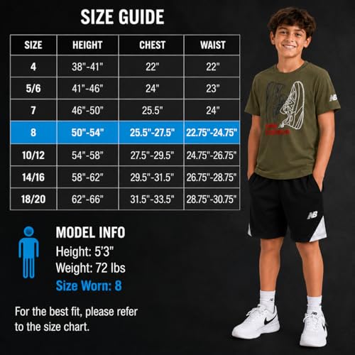 Image of New Balance Boys Athletic Shorts Set - 2 Piece Cotton Blend Jersey Shirt and Active Basketball Shorts for Boys
