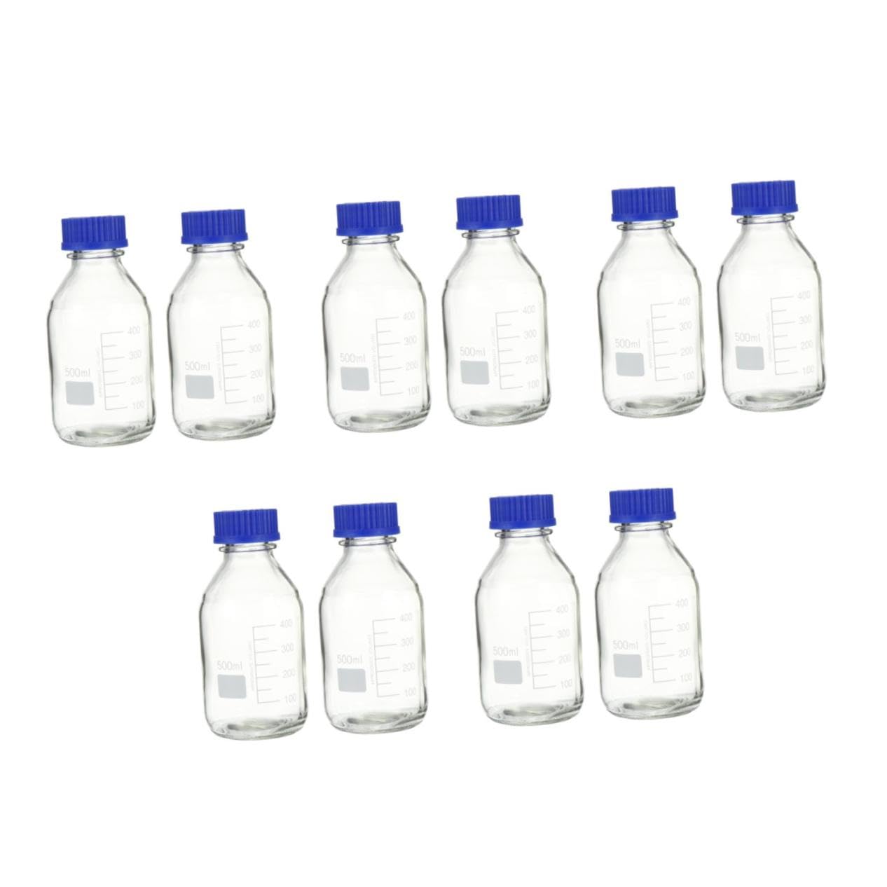SOLUSTRE 5 Sätze Reagenzflasche Glasflasche Wasserspeicher Skaliertes Laborgefäß Skalierter Behälter Flasche Für Laborreagenzien Probenahme Vorratsflasche Flasche Für Chemikalie 2 Stück * 5