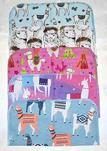 1 Ply 12x12 Inches Set of 5 Flannel Paperless Towels Alpacas and Llamas - Proudly Made in the USA!