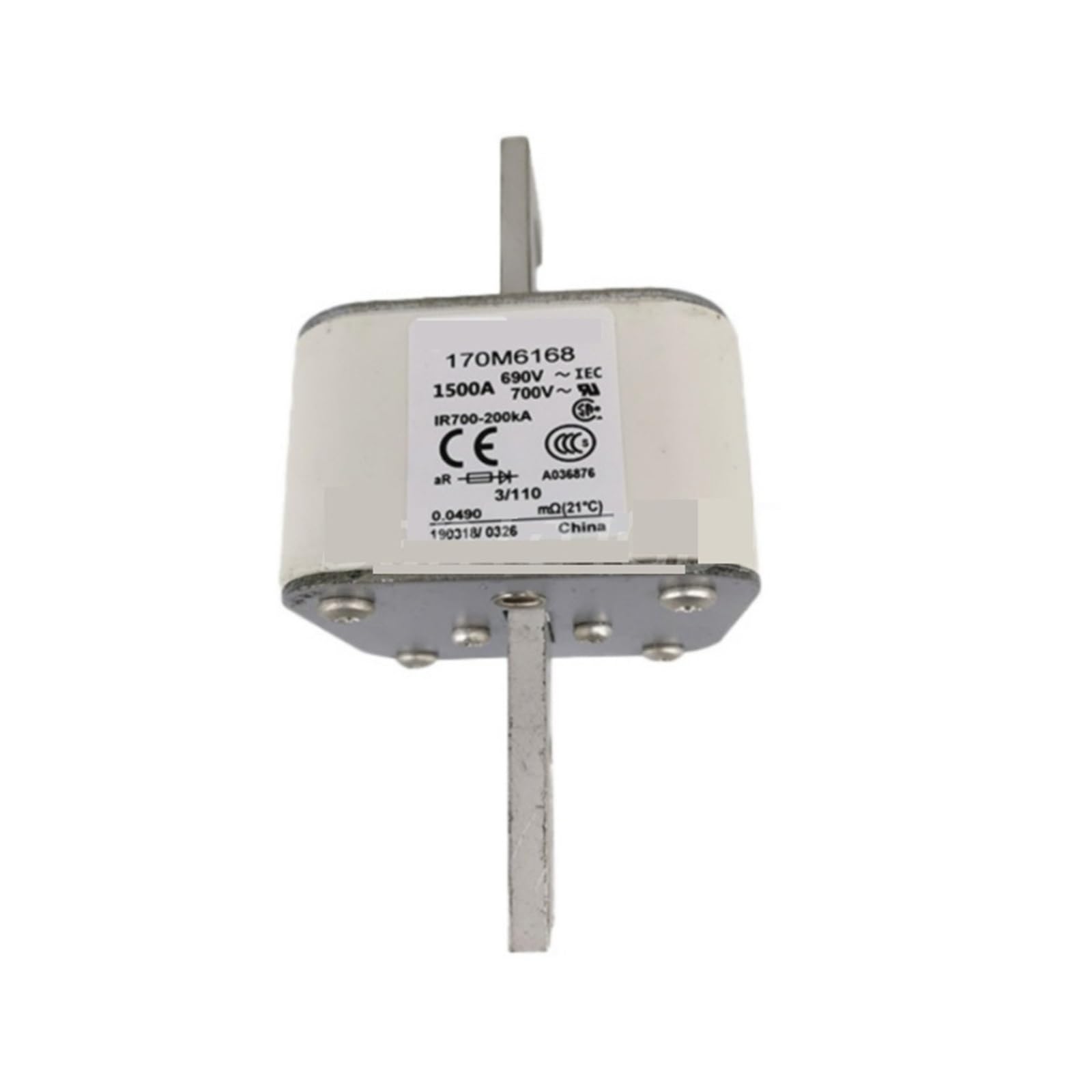 Fusible 170M6168 pour protection de puissance industrielle taille 3