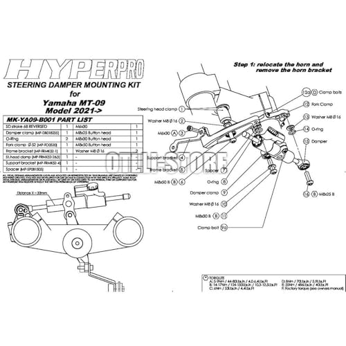 Amortisseur de direction pour MT09 SP 2021-2023 avec kit de support de montage - 4