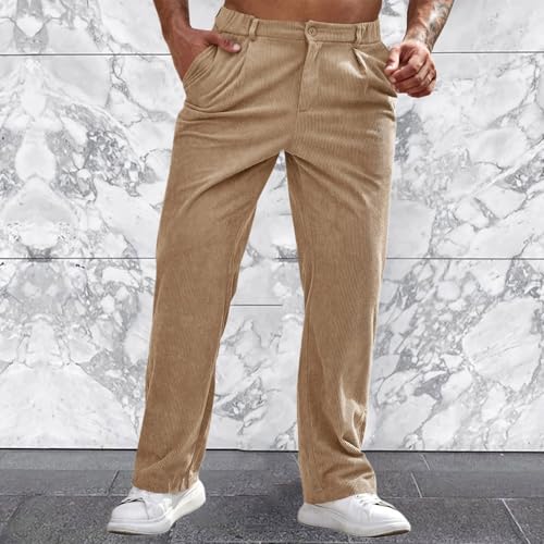 Men's Stretch Corduroy Pants Casual Work Elastic Waist Sweatpants Baggy Straight Slacks Streetwear Trousers for2