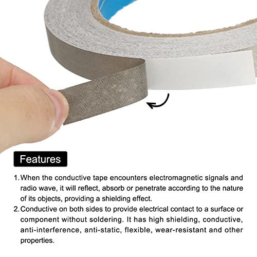 Image of MECCANIXITY Faraday Cloth Tape 0.47 inch W x 82 Feet Single Sided Conductive Cloth Fabric Adhesive Tape Roll for Laptop Cable EMI Shielding
