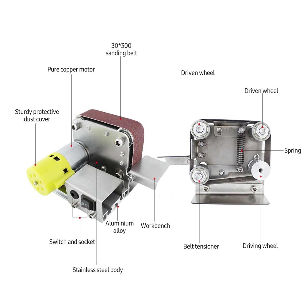 Levigatrice a nastro Elettrico Levigatura Lucidatura Rettificatrice 220 V 7 Velocità Variabili per Lucidare il Legno Spina Ue