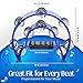Flexzion Tambourine Metal Half Moon Musical Instruments Double Row Metal Jingles Hand Held Instruments Percussion with Ergonomic Handle Grip, Tambourines for Adults Church, Blue