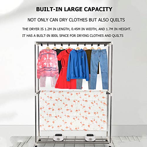 Grote Kledingdroger Warme Lucht Drogen Garderobe Elektrische Kleding Droogrek Dubbele Laag Voor Appartementen 1000W… - Image 5