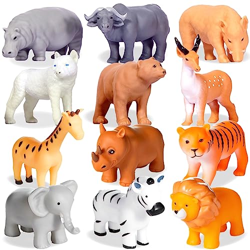 XY-WQ Mold Free Bath Toys No Hole, for Infants 6-12& Toddlers 1-3, No Hole No Mold Bathtub Toys (Animal, 12 Pcs with Mesh Bag)