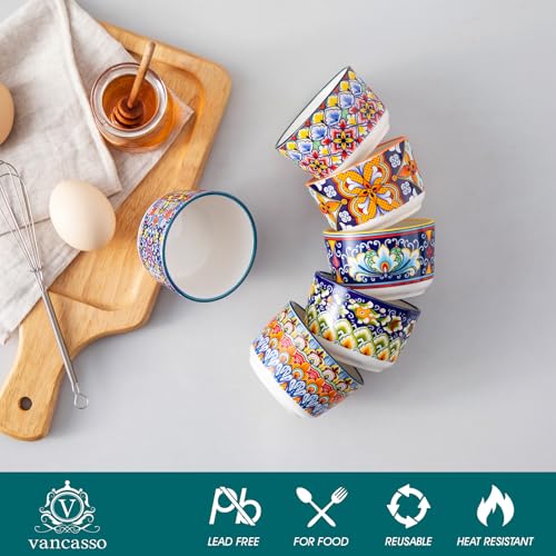 vancasso-4-Oz-Ramekins-Oven-Safe-Set-of-6-Bohemian-Creme-Brulee-Ramekins-Colorful-Souffle-Dishes-Pudding-Custard-Cups-for-Baking-Small-Ceramic-Bowls-for-Dipping-Sauce-Ice-Cream vancasso 4 Oz Ramekins Oven Safe Set of 6 Bohemian Creme Brulee Ramekins Colorful Souffle Dishes Pudding Custard Cups for Baking Small Ceramic Bowls for Dipping Sauce Ice Cream