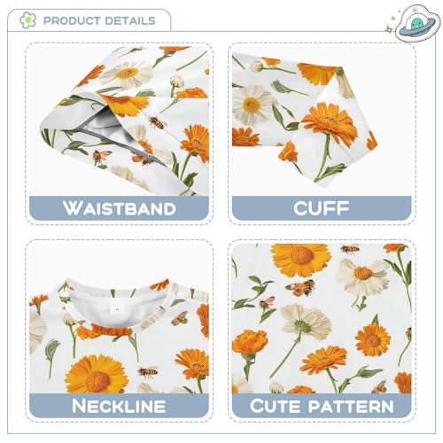 JUNZAN Rustic Calendula White Little Boys Hooded Sweatshirt Crewneck Sweatshirt With Hoodie Athletic 4T3