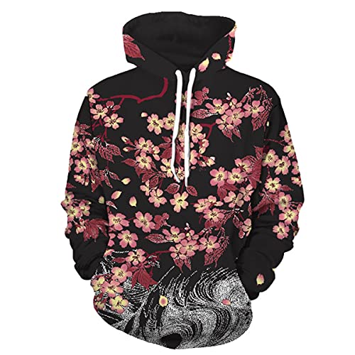 Sweat à capuche imprimé 3D homme beige XXXXXL à manches longues