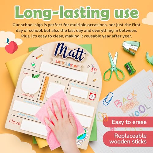 Viwoody First and Last Day of School Board – Versatile Sign for Every Grade – Customizable Marker Board for Back to School, Preschool, Kindergarten, and 1st Grade Memories - Image 4