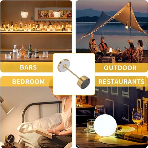 Image of Desidiya Metal Rechargeable Cordless LED Table Lamps Touch Sensor Light, 3-Levels Portable Dimming Wireless Battery Operated Lamp?Nightstand Lamp /Night Light /Restaurant Table /Outdoor /Coffee /Bar (Gold)