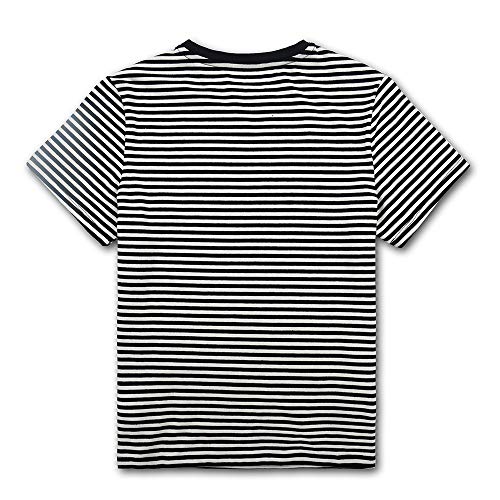 Deespace Unisex Kids Short Sleeve T Shirts Soft Cotton T-Shirts Crewneck T Shirt Tees Top For Boys Or Girls(3-12Years)(Black/White Stripe, 3M(7-8Years) #TOP1