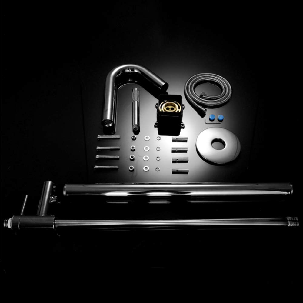 Rubinetto per lavello da Cucina, Rubinetto per Vasca da Bagno Moderno autoportante con Acqua Calda e Fredda, Set in Ottone, Miscelatore Doccia a Pavimento monocomando, doccetta ret