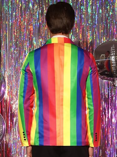 Lars Amadeus Rainbow Striped Suit Jacket for Men's Notch Lapel Prom Party Blazer Sports Coat3