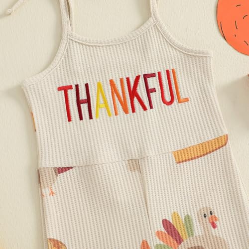 Image of Thanksgiving Baby Girl Outfit Toddler Turkey Romper Overalls Jumpsuit