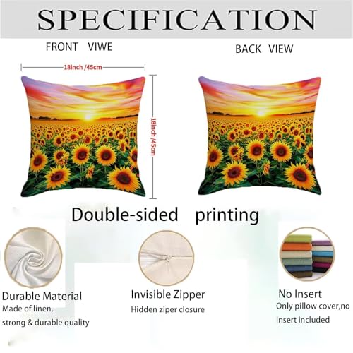Housses de coussin avec fermeture éclair invisible tournesol imperméable