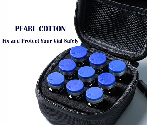 Image of Reconstitution Solution Vial Storage Case with Hand Strap, Fits 5-10ml Vials, Not Fit 30ml Vials,9 Slots,Black, Only Case