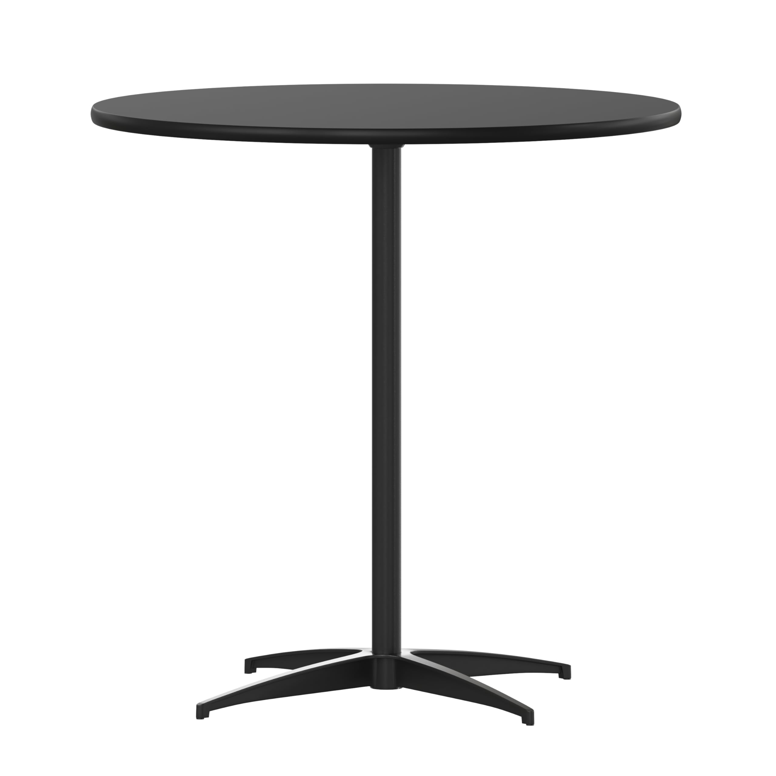 Flash FurnitureLars Black 30'' Round Wood Cocktail Table with 30'' and 42'' Columns
