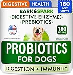 Probiotics for Dogs - Gas, Diarrhea, Allergy, Constipation, Upset Stomach Relief, w/Digestive Enzymes + Prebiotics - Chewable Supplement - Improve Digestion, Immunity - Dog Probiotics Chews - 180Ct
