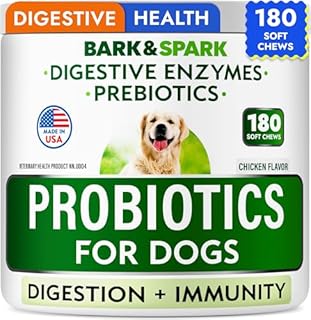 Probiotics for Dogs - Gas, Diarrhea, Allergy, Constipation, Upset Stomach Relief, w/Digestive Enzymes + Prebiotics - Chewable Supplement - Improve Digestion, Immunity - Dog Probiotics Chews - 180Ct
