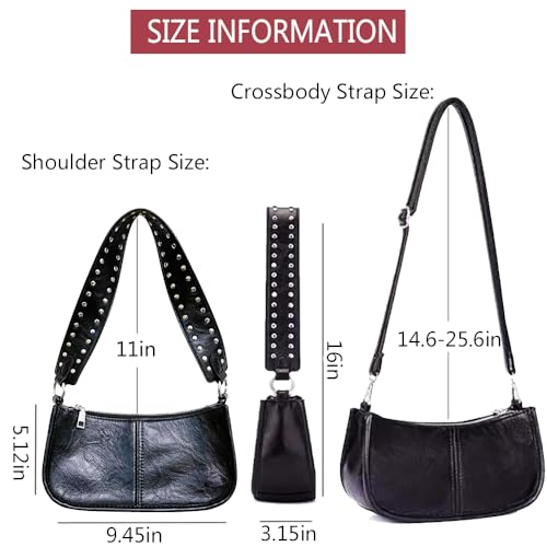 Geelyda Shoulder Purses for Women with 2 Straps, Trendy Studded Small Purse, Women's Handbags Crossbody Shoulder Bag3