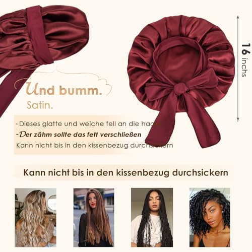 doppellagig mit glänzendem Satin-Futter für frizzfreien Haarschutz über Nacht - Detailansicht von YANIBEST...