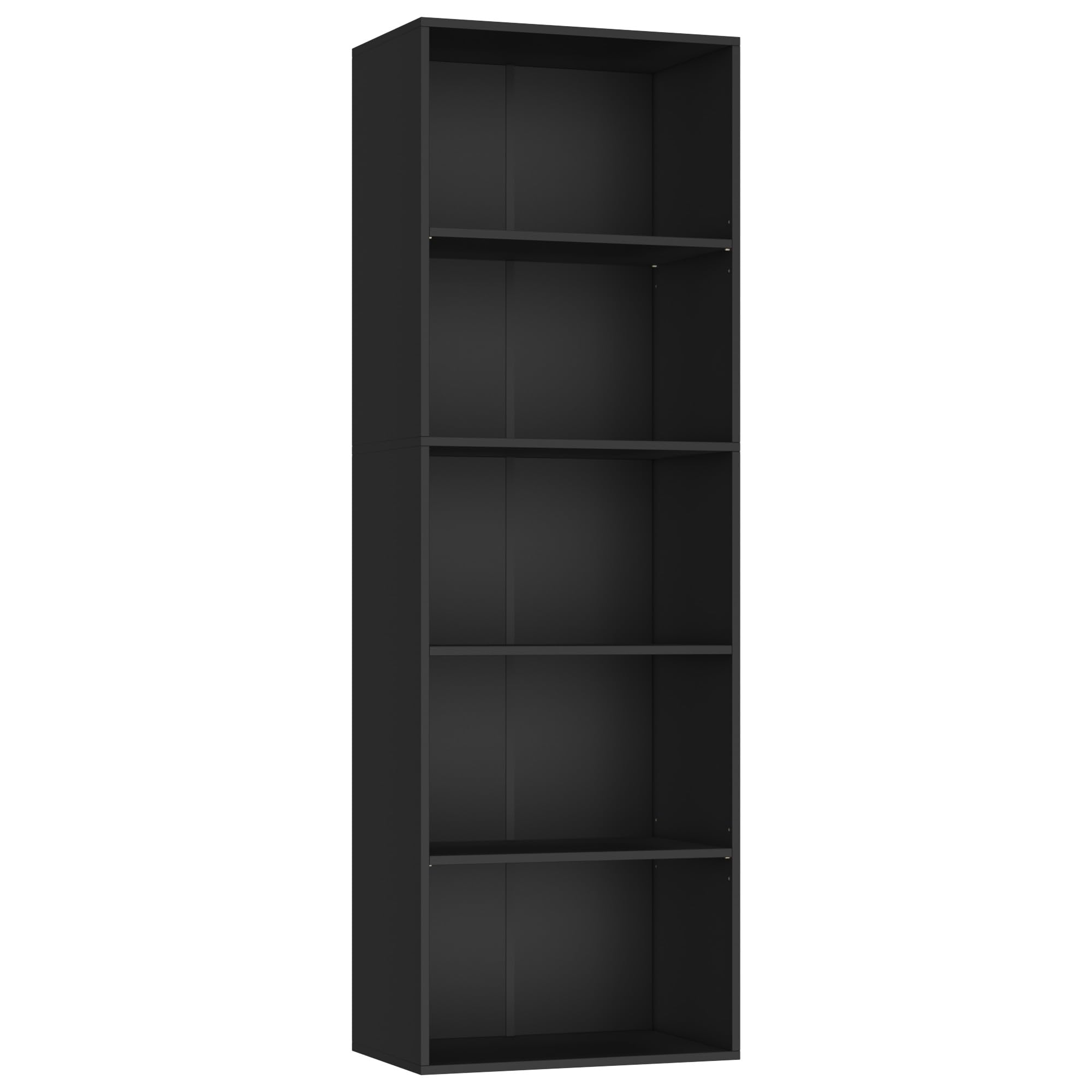 FirFurd Estantería Libros Sinfonier Alto Librería Madera, 5 Compartimentos | Librería Estantería, Biblioteca, Estanterias Almacenaje, Estrecha y Alta, para Salón Oficina Dormitorio Negro 48X30X159Al.cm