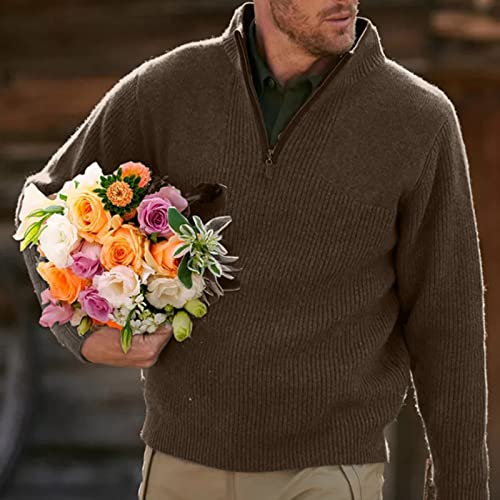 Ymosrh Mens Sweater Men's Casual Comfort Quarter Zip Thick Early Fall Deer Plush Sweater Top Men Holiday Sweater2