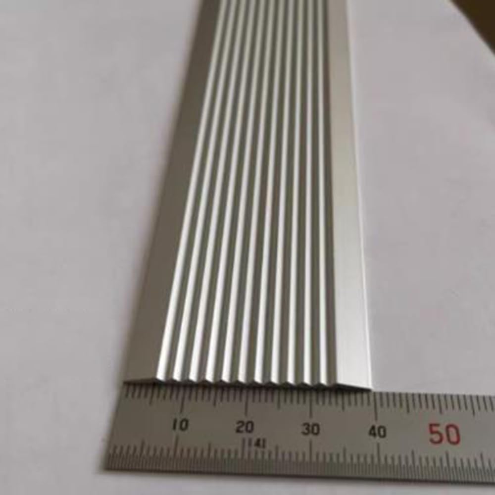Perfil De Borde De Escalera Aluminio，100×4CM Antideslizante Tira De Borde De Escalera，Perfil De Protección para Borde De Escalón - Plateado