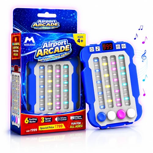 Image of Mirana Airport Arcade - Portable Handheld Steps Game for Kids - 6 Exciting Modes, 3 Speed Levels - Digital Score Display - Toy Gift for Boys & Girls 4 5 6 7 8 9 10+ Years (Blue)