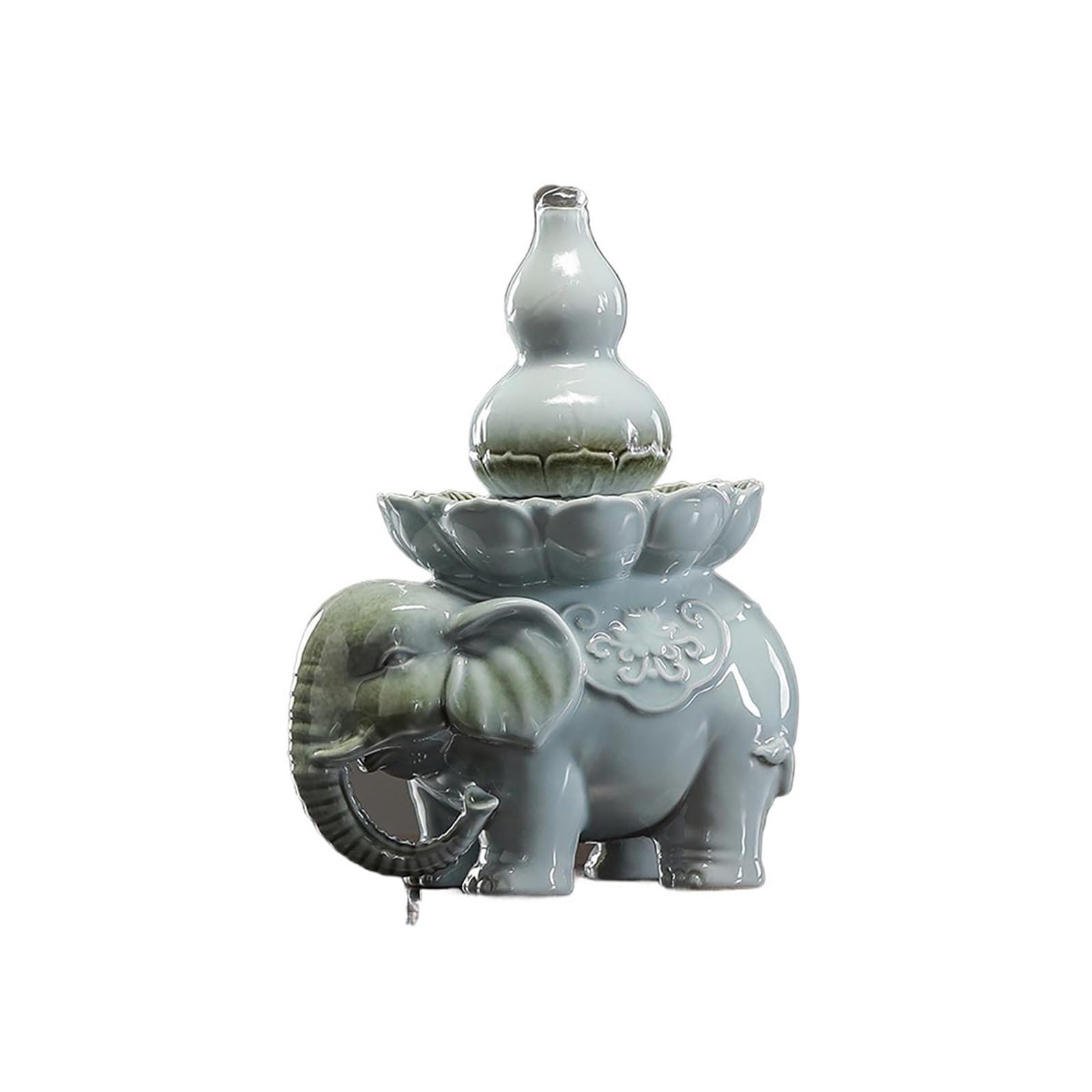 Water Feature Chinese style Water tabletop Fountain Ceramic elephant flowing water ornament Indoor Fountains