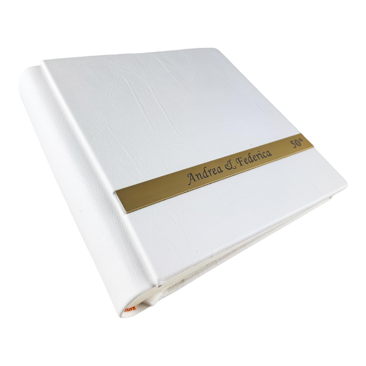 Album Fotografico Artigianale - Cristy - in similpelle pregiata, con bacchetta alluminio Personalizzabile,classico con velina,Matrimonio,Compleanno,Regalo,Wedding,Anniversario (Bianco)