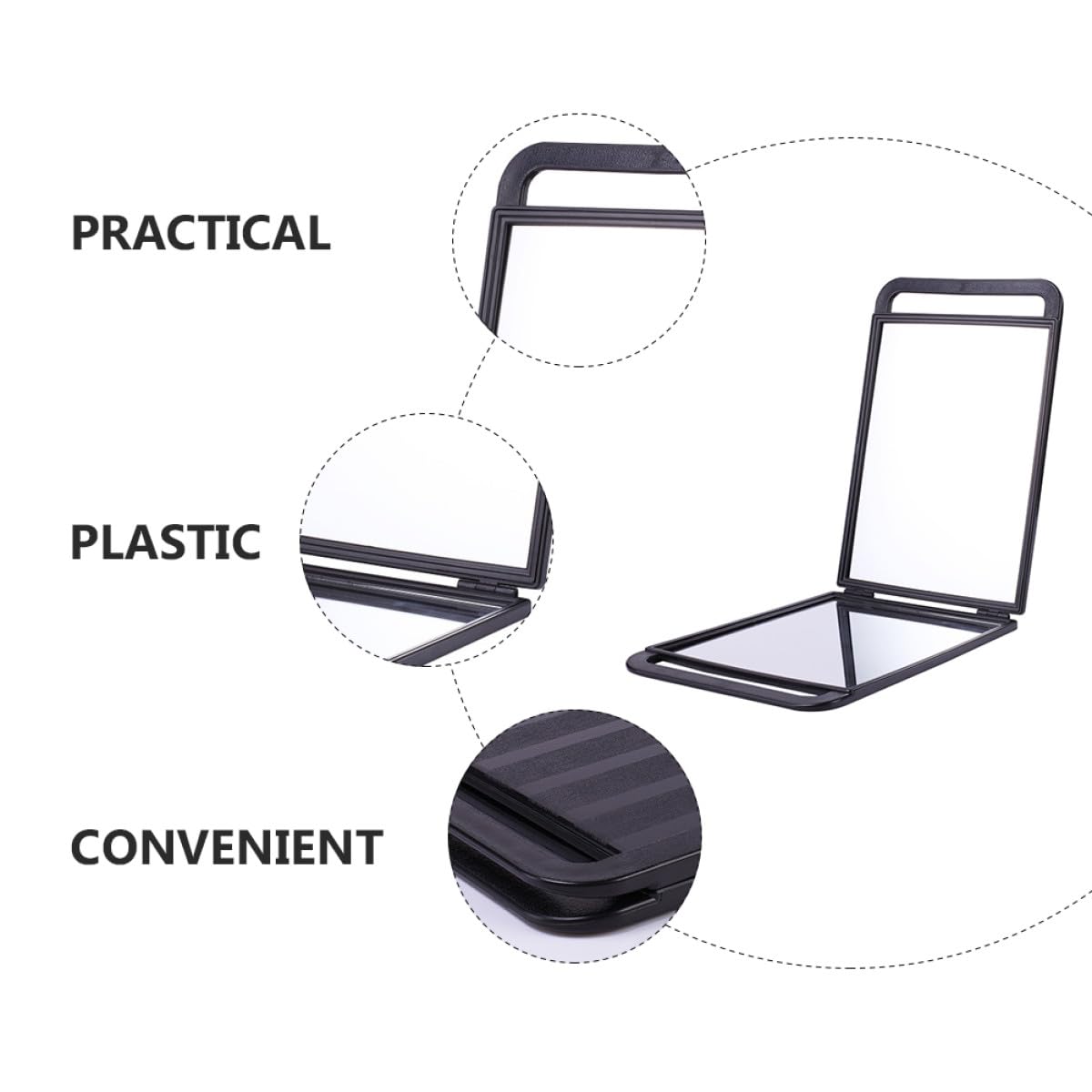 Specchio da Viaggio Doppio con Manici Comodi, Portatile in Plastica Abs e Alluminio, per e Personale