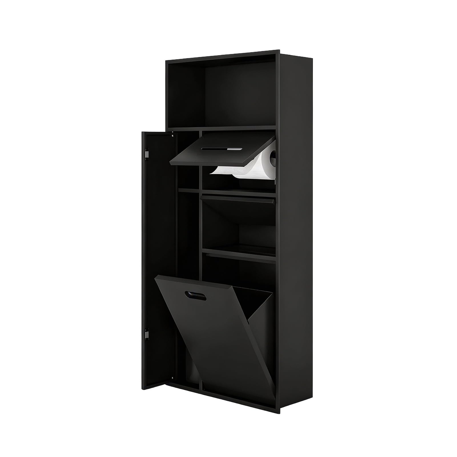 Znqndsr Black Concealed Trash Can Niche, Recessed Toilet Niche For Hoom Bathroom