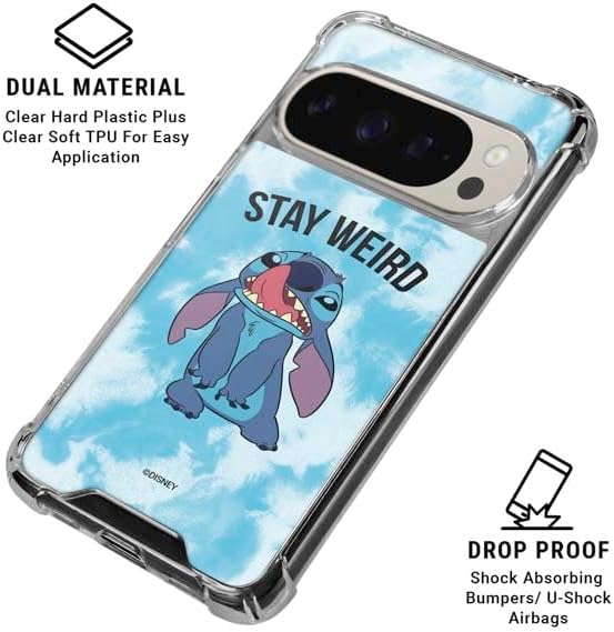 Skinit Clear Phone Case Compatible with Google Pixel 9/9 Pro - Officially Licensed Disney Lilo and Stitch Stay Weird Design