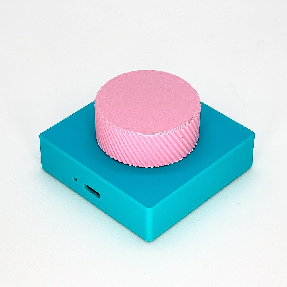 Bluetooth Media Control Knob, Controller for PC/Gaming/Home Audio/Desktop,Multi-Function Button with Adjustment,Wireless Volume Controller for Windows, Android, iOS, macOS (Mint Pink)
