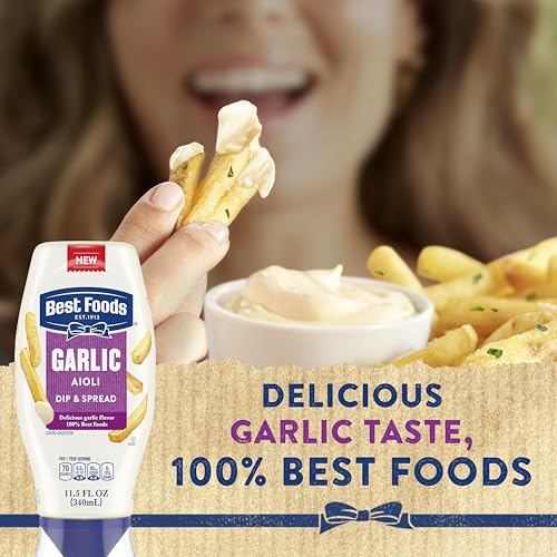 Best Foods Garlic Dip & Spread Garlic Aioli 12 Piece for French Fries, Sandwiches, Burgers & More Made With 100% Certified Vegan Ingredients 11.5 oz.
