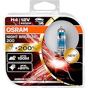 OSRAM NIGHT BREAKER 200, H4, +200% more brightness, halogen headlight lamp, 64193NB200-HCB, 12V, Duo Box (2 lamps)