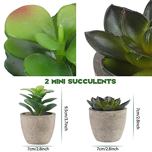 ALAGIRLS Decorative Artificial Plants in Pots Set of 4 - Small Plastic Fake Plants Indoor with Pot - Eucalyptus Rosemary Succulents Mini Faux Plants for Wall Desk Bedroom Decoration