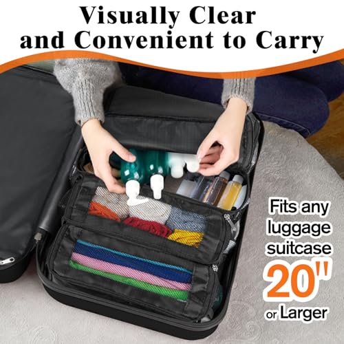 Hanging Travel Organizer, Carry-on Luggage Suitcase Organizer, Portable Shelves Packing Cube for Cruise Essentials, Small, Black4