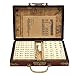 WANGQ Mahjong Mahjong Juego De Mesa 144 Piezas De Viaje Mahjong Caja Tablero Juego De Mesa Fácil De Transportar, Práctico Y Fácil De Leer Caja De Cuero Antigua, Duradero En Uso Juguetes Chinos
