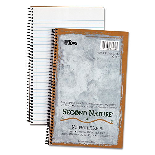 TOPS Second Nature Notebook, 9.5 x 6 Inch, College Ruled, 100% Recycled, 80 Sheets, Grey (74109)