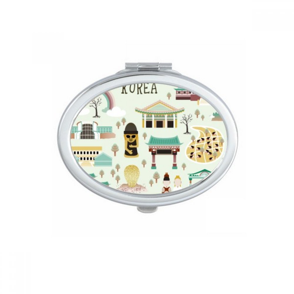 Miroir de Séoul portable ovale compact idéal pour retouches de maquillage en voyage